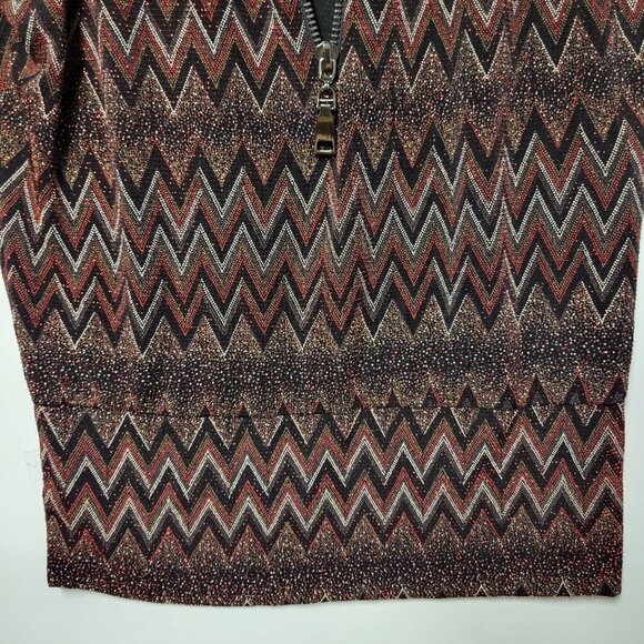 Glitter Red Maroon Zig Zag Print Tunic Top - One Size Fits Most - Picture 5 of 14
